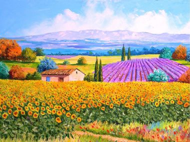 Jean Marc Janiaczyk Provence Sunflower Lavender Landscape Painting