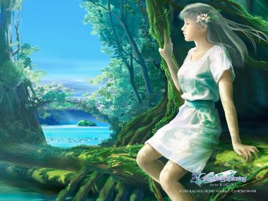 KAGAYA《星空探索》森林湖畔银发少女插画