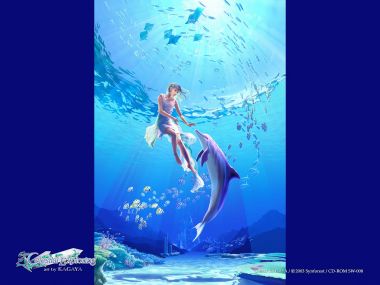 KAGAYA 深海少女与海豚 梦幻海底插画