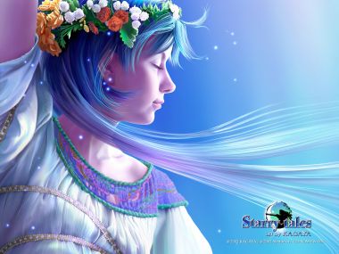 Kagaya Starry Tales Blue Hair Flower Crown Girl Illustration
