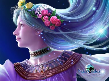 KAGAYA星夜物语 蓝发花冠少女奇幻插画