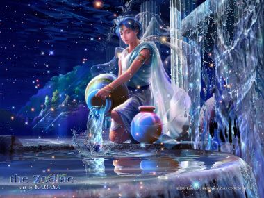 加贺谷穰 十二星座水瓶座奇幻插画 星空唯美壁纸