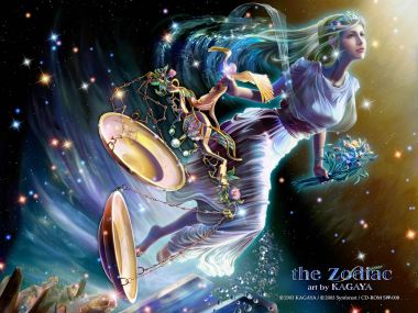 加贺谷穰 十二星座天秤座奇幻星空插画