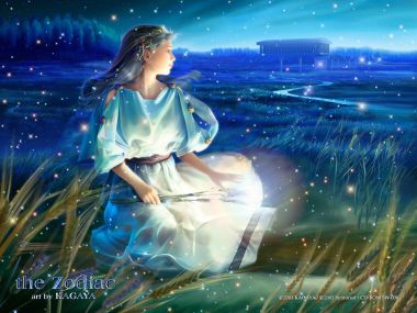 加贺谷穰 十二星座处女座梦幻星空插画