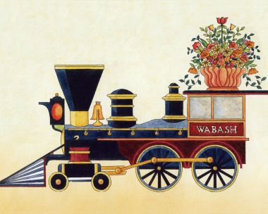 Ellen Stouffer 复古童趣蒸汽火车花卉装饰插画