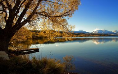 Lake Alexandrina New Zealand Autumn Lakeside Scenery