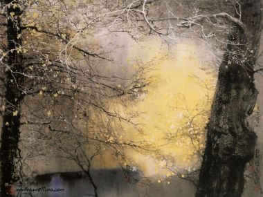 刘懋善 水墨林间晨景风景画