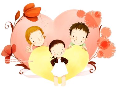 母亲节主题 幸福一家三口暖心水彩插画