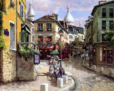 Paris Montmartre Street View Oil Painting Sacre Coeur