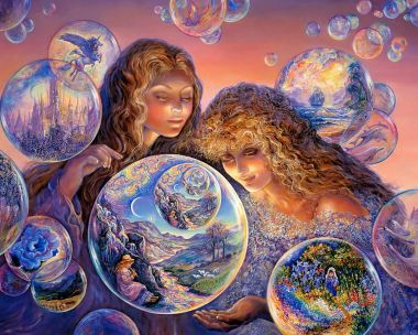奇幻泡泡世界 梦幻少女超现实主义艺术插画