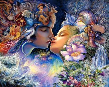 约瑟芬「吻前序曲」奇幻超现实情侣油画