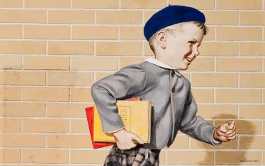 Off To School Little Boy Illustration Detail