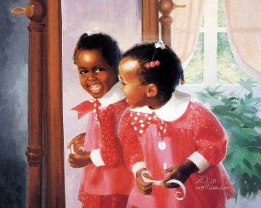 Donald Zolan Grandmas Mirror Little Girl Oil Painting