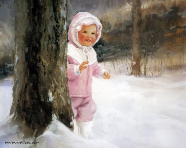 Donald Zolan Snowy Adventure Child Winter Oil Painting