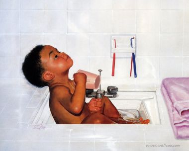 Donald Zolan Squeaky Clean Child Bathing In Sink