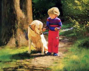 Donald Zolan Forest Friends Little Boy And Golden Retriever