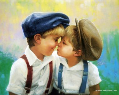 Donald Zolan Two Of A Kind Oil Painting Little Boys Portrait