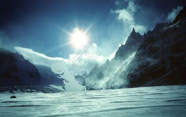 极地冰原雪山超现实科幻数字艺术场景