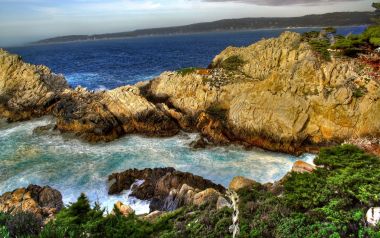 美国加州蒙特雷海岸岩石海景风光