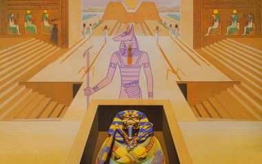 铁娘子乐队《Powerslave》专辑封面 古埃及主题经典插画