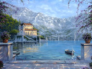 Robert Finale 科莫湖Villa Di Lago湖畔风景油画