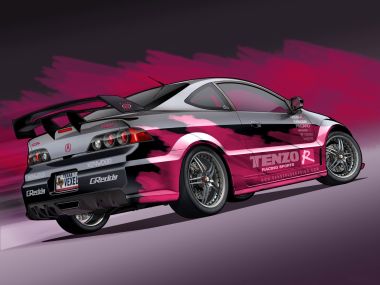 Acura RSX 改装赛车矢量插画