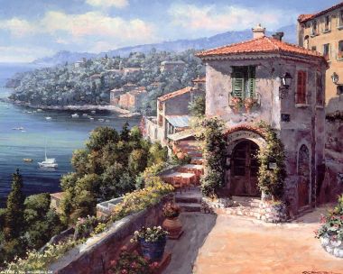 Sung Sam Park 南欧地中海滨海小镇风景油画
