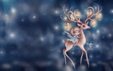 the deer_stanley 奇幻麋鹿与小精灵童话插画壁纸