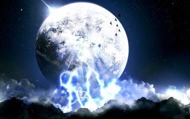 超现实科幻破碎星球闪电深空景观壁纸