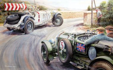 Vaclav Zapadlik Vintage Racing Cars Corner Race Painting