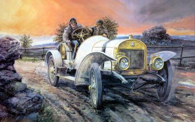 Vaclav Zapadlik 油画 黄昏旷野疾驰的老式赛车