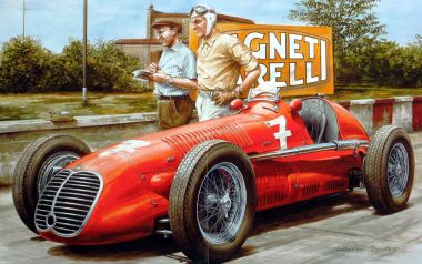 Vaclav Zapadlik Vintage Red No7 Racing Car Painting