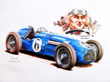 Vaclav Zapadlik 作品 6号蓝色复古布加迪赛车插画