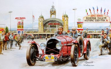 2001 Bohemia Historic Rally Red Vintage Car Painting