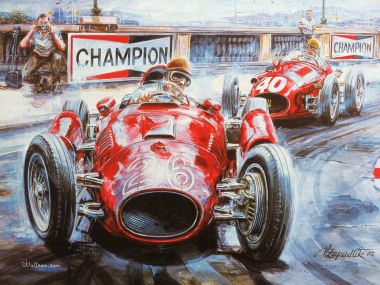 Vaclav Zapadlik 复古红色F1赛车赛道竞速油画
