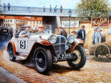Vaclav Zapadlik 复古9号敞篷老爷车布拉格街景油画