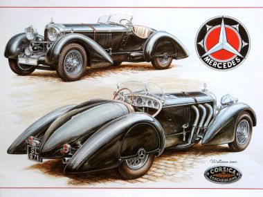 Vaclav Zapadlik 经典奔驰复古老爷车手绘插画