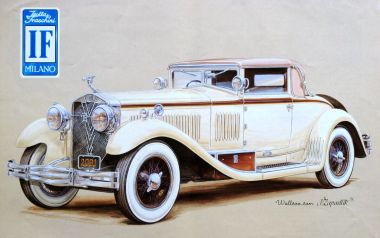Isotta Fraschini Milano Vintage Luxury Car Illustration
