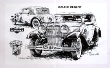 Vaclav Zapadlik 手绘 Walter Regent 经典老爷车钢笔素描