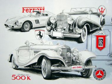 Vaclav Zapadlik 手绘经典名车 豪华老爷车素描作品