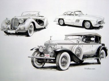 Vaclav Zapadlik 手绘经典复古老爷车素描作品