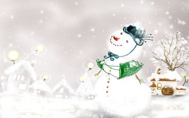 冬日童话雪人插画