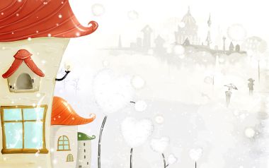 Winter Fairytale Cottage With Heart Trees