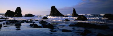 Pacific Coast Blue Hour Sea Stacks Wide Landscape