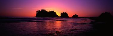 Olympic National Park Coast Sunset Pink Purple Sky Panorama