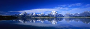Grand Teton National Park Jackson Lake Snow Mountain Panorama