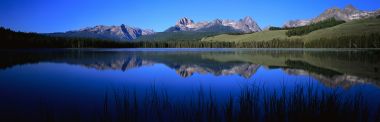 Panoramic Alpine Lake Landscape With Mountain Reflection