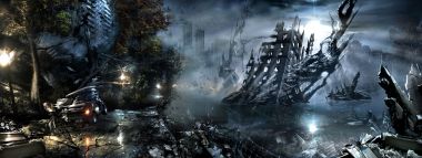 Post Apocalyptic Destroyed Sci Fi City Ruins Wallpaper