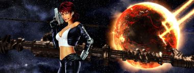 Sci Fi Space Female Warrior Lava Planet Game Wallpaper