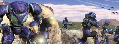 Retro 3d Cg Future Sci Fi Soldiers Alien Desert Battle Scene